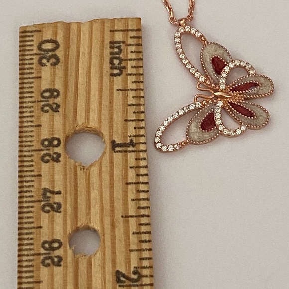 925 Silver butterfly handmade enamel cz necklace - Picture 3 of 3